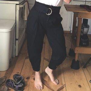 High Rise Ankle Black Slacks : Pants